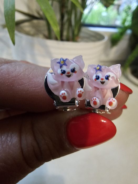 Klipsy dla dziewczynki kotki handmade