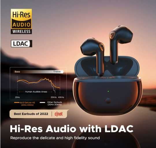 Новые блютуз наушники SoundPEATS Air3 Deluxe HS Black Bluetooth LDAC