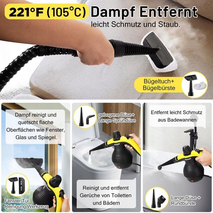 Myjka parowa wielofunkcyjna 1050W dezynfekcja bez chemii do domu  auta