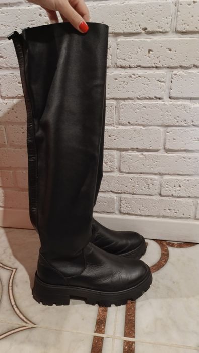 Зимові шкіряні ботфорти