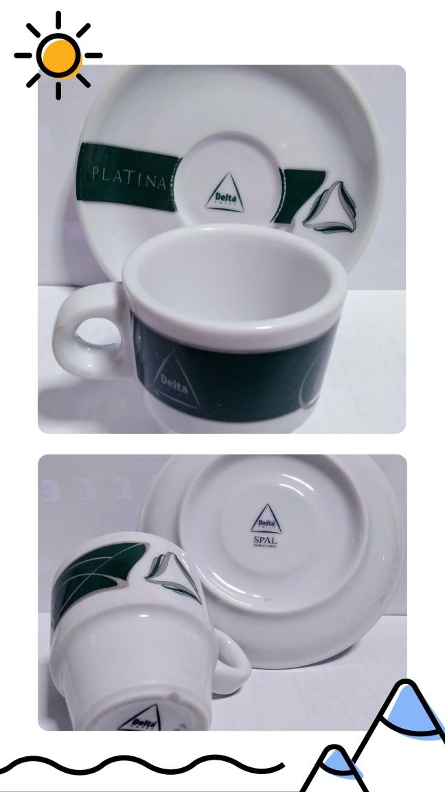 Delta -Chávena café platina e chávena leite