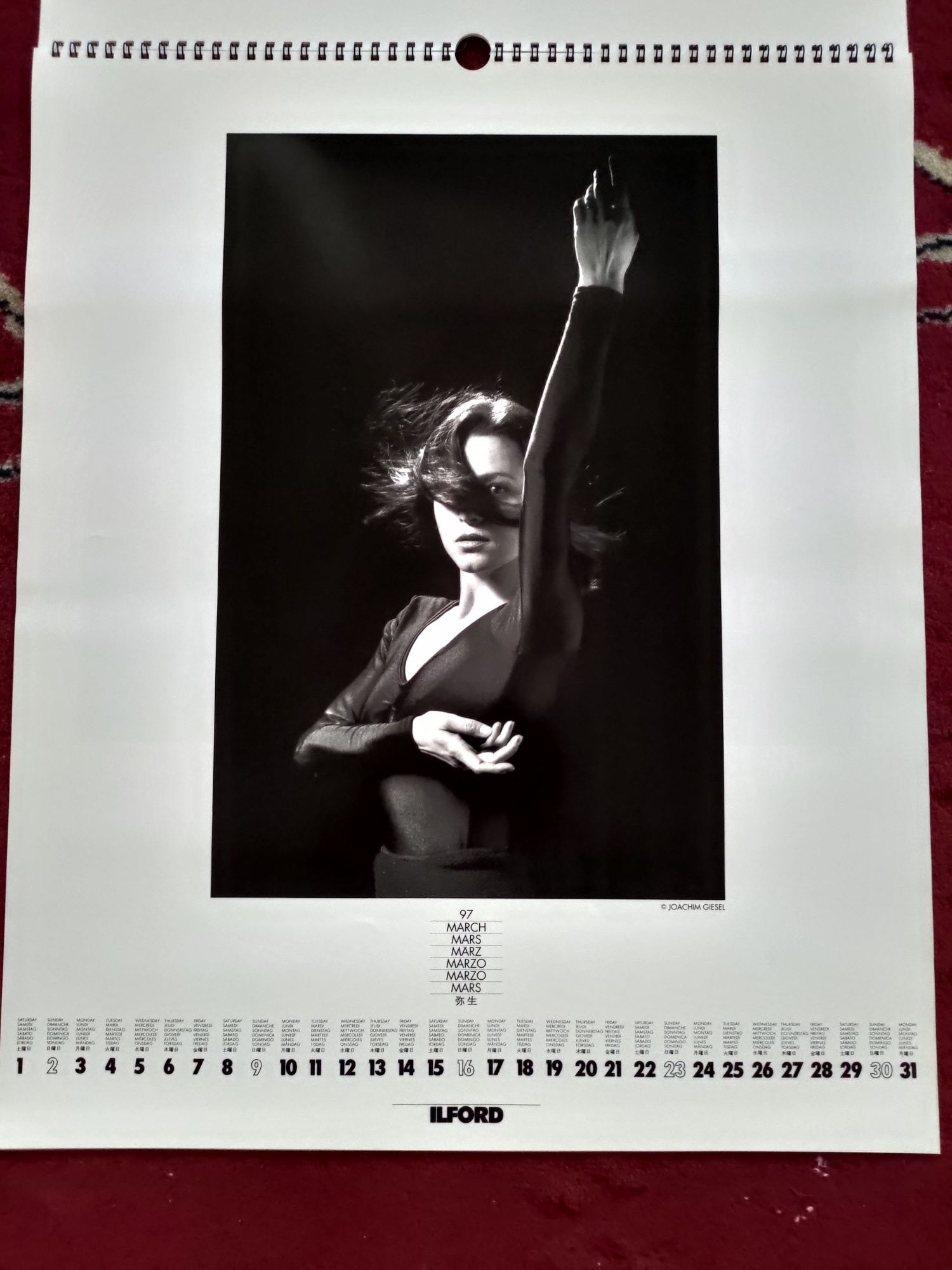 Calendário de parede Ilford 1997