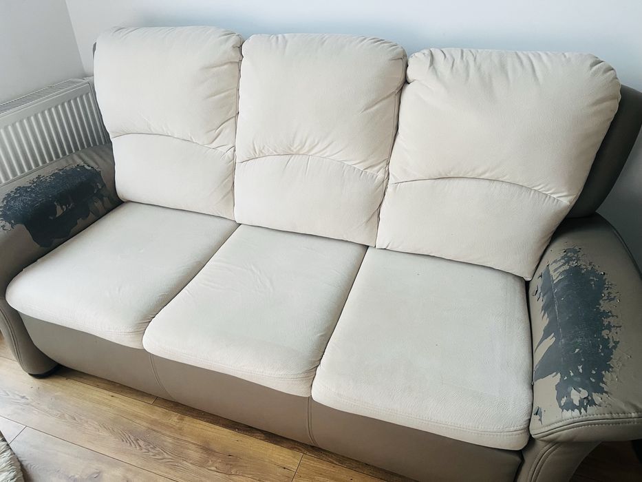 Sofa/kanapa rozkladana z funkcja spania - uzywana bezowa 190cm