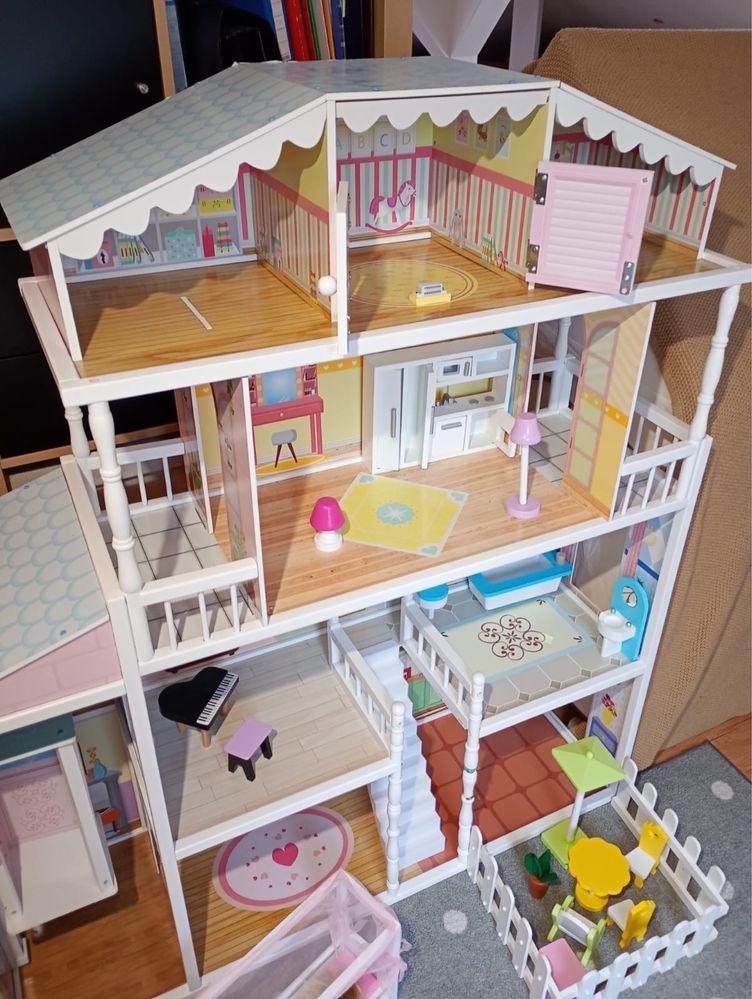Ogromny domek dla Lalek drewniany + mebelki dla Barbie dla dziewczynek
