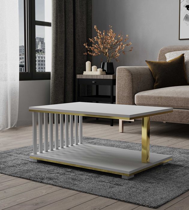 Ława/Stolik Bianca Lux Biały/Złoto - harmonia lekkości i elegancja