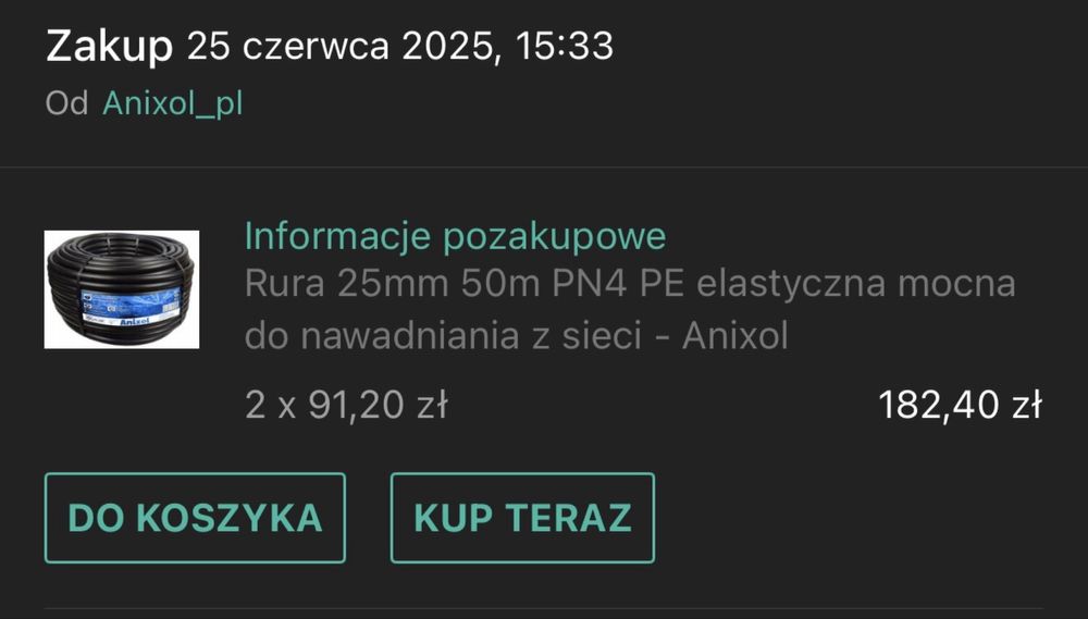 Rura 25 mm PN4 PE 100m do nawadniania