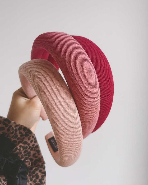 Piękne, grube opaski handmade • Odcienie różu i czerwieni