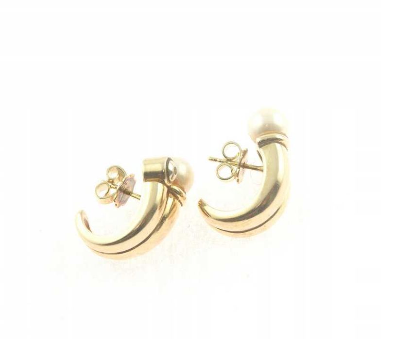 Eleganckie Złote Kolczyki SZTYFT PERŁA ZŁOTO p.585