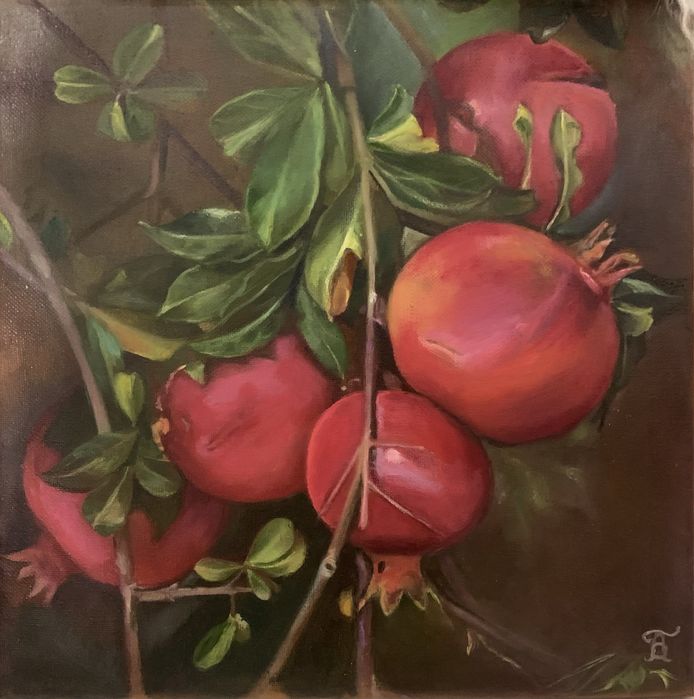 Картина Гранати олія на полотні 30х30см