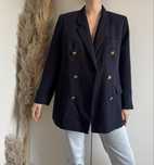 Granatowa marynarka 40%welna xl zlote guziki oversize prosta