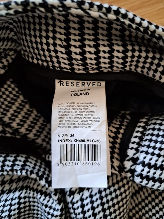 Spodnie czarno - białe/kratka/ Reserved r.36 - nowe
