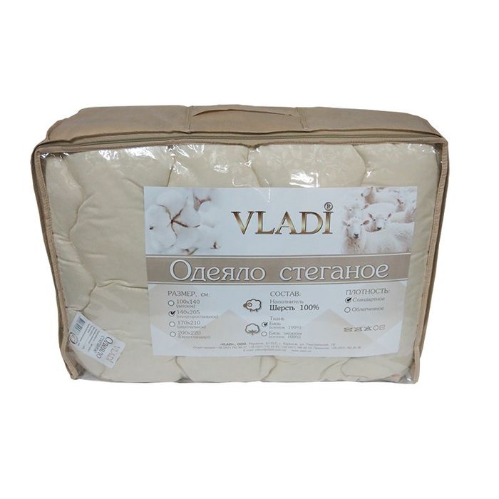 Одеяло VLADI Premium, 100% овчина, фабричное 200*220