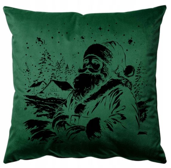 Welurowa poszewka + poduszka 40x40 Świąteczny motyw Mikołaj na śniegu