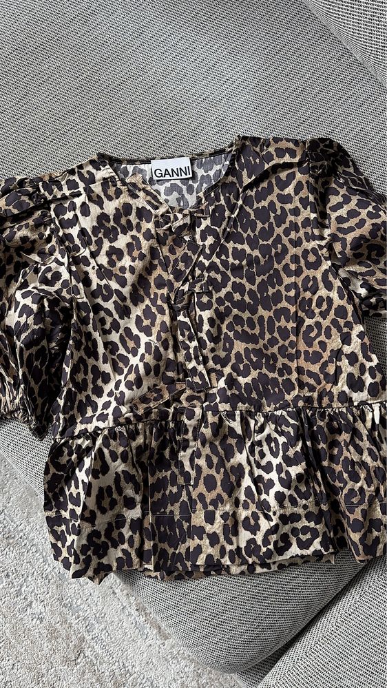 Ganni leopard print bluza koszula blouse