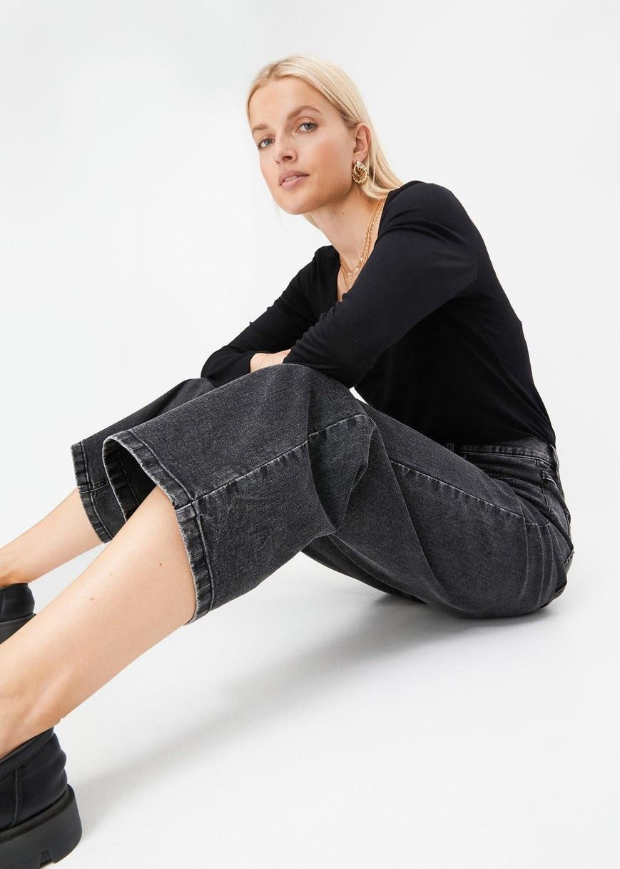 B.P.C jeansy 7/8 czarne szerokie ^46