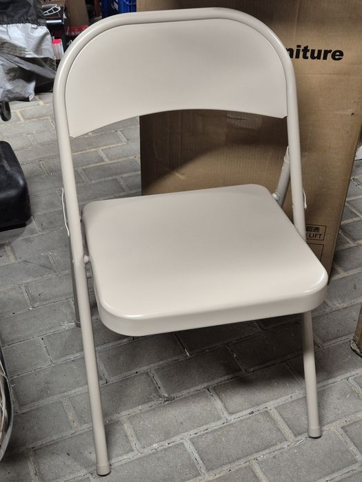 4szt. krzesła blaszane ogrodowe beżowe wys.75cm