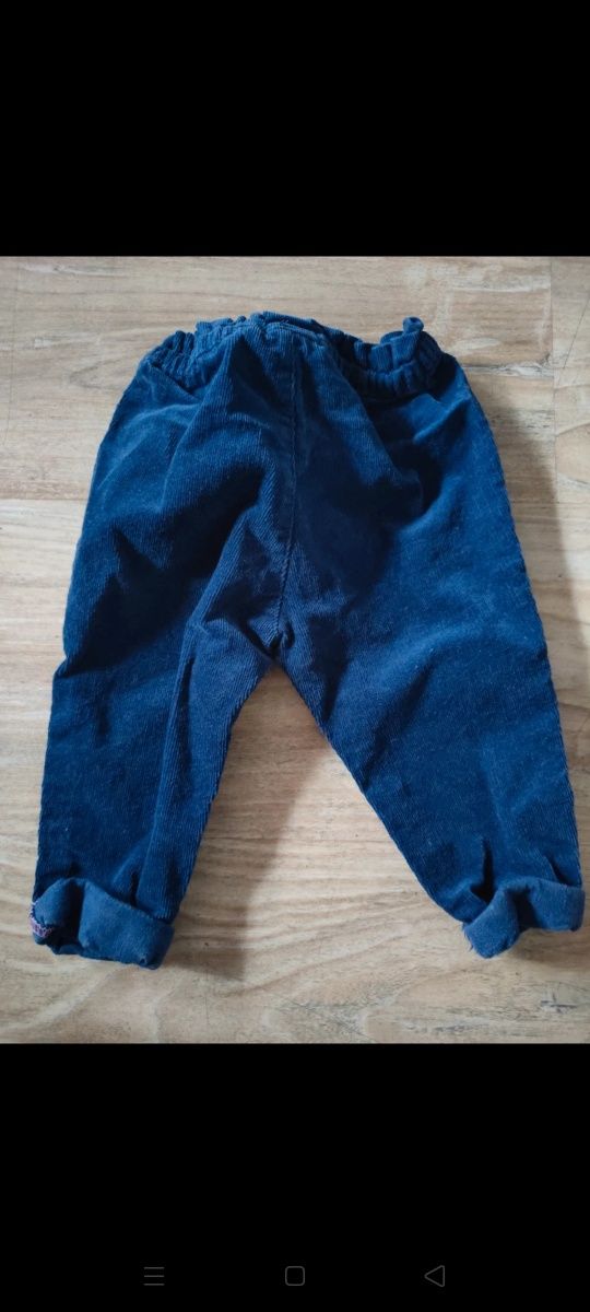 Spodnie sztruksowe dla dziewczynki ,jeden raz ubrane,  5.10.15, r.68
