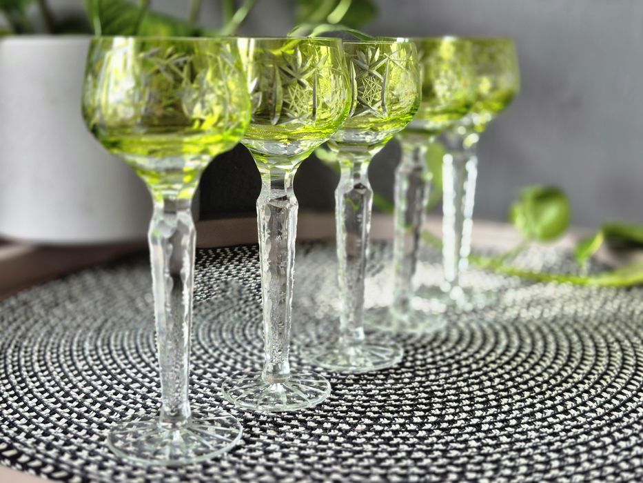 Kryształowe kieliszki do wódki remery zielone 5 szt