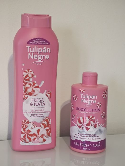 Gel de banho+ loção corporal fresa e nata