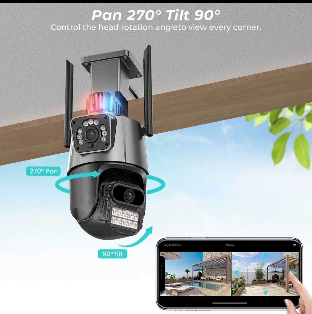 Поворотна камера Anbiux A10Q Wi-Fi 4МП 8МП 4K PTZ з двома об'єктивами