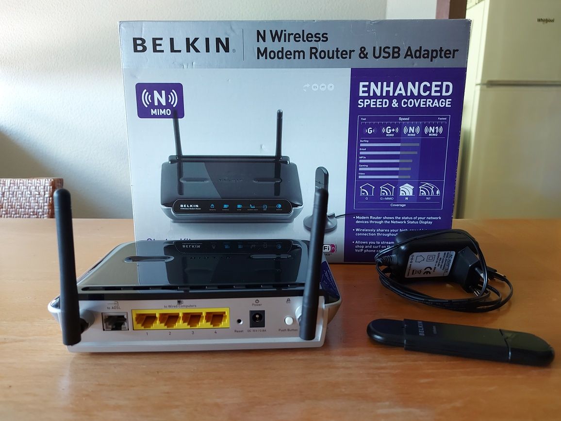 Modem Router Belkin N wireless + adaptador usb