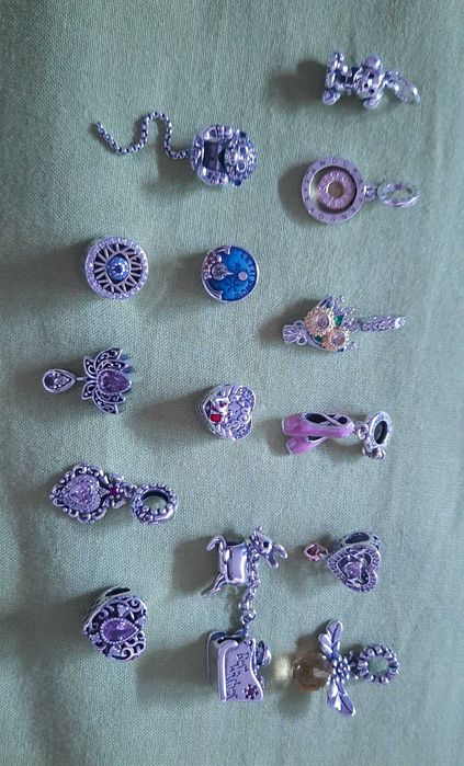 CHARMS, pulseiras e conjunto de zircónias vermelhas PRATA S925