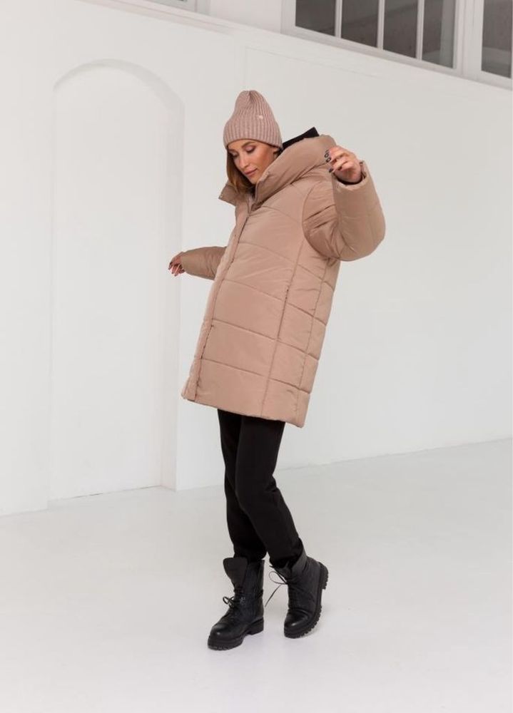 Стильна зимова куртка для вагітних з капюшоном
