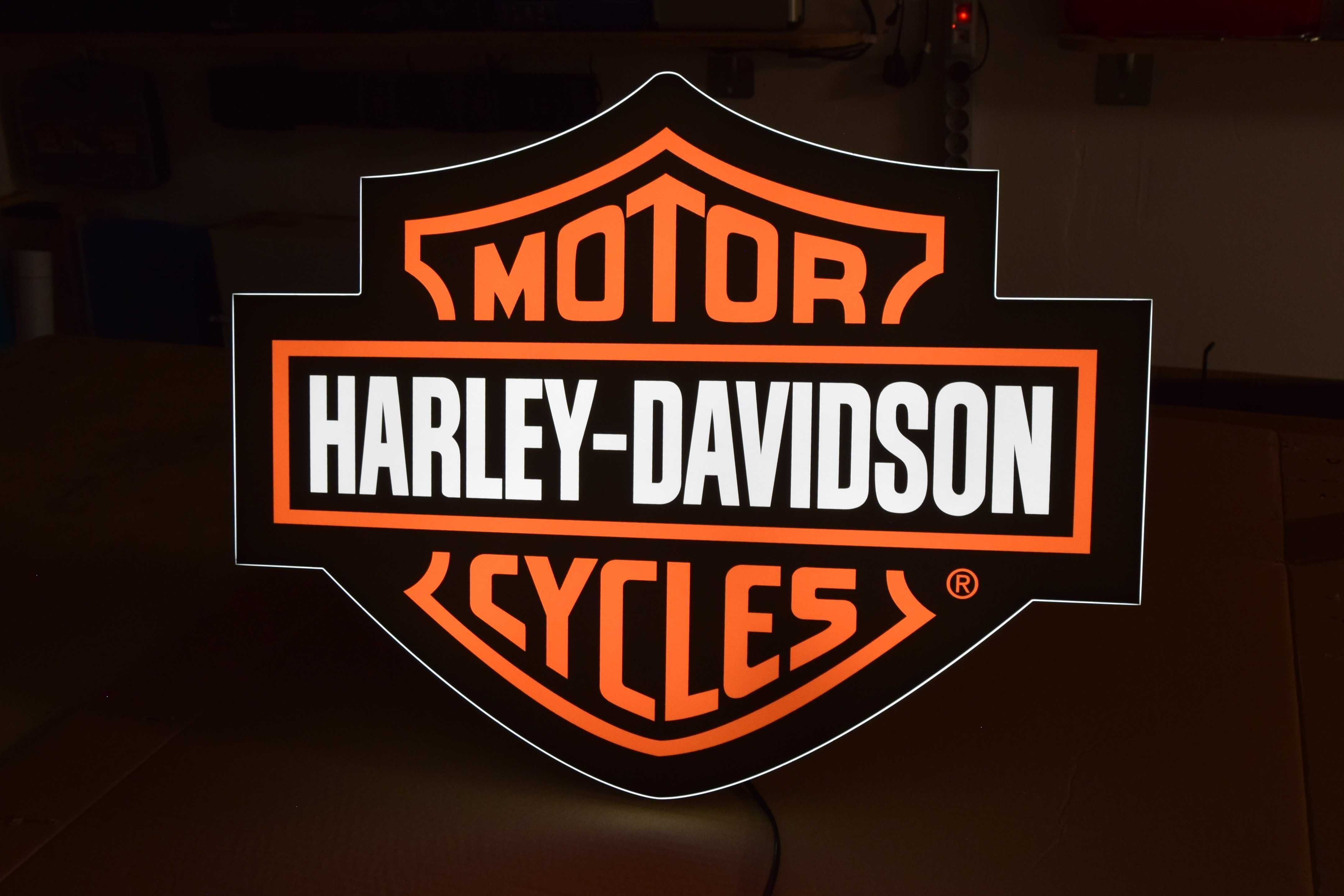 Podświetlane logo HARLEY DAVIDSON, Neon LED, Reklama 3D, Prezent