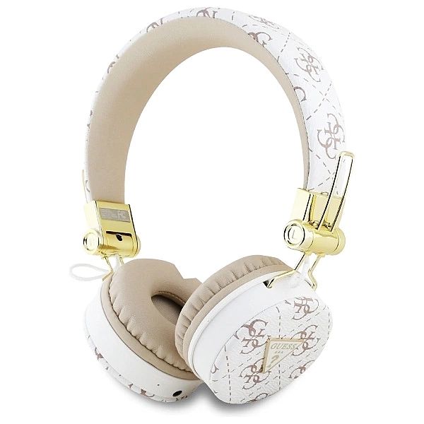 Słuchawki nauszne Bluetooth Guess 4G Triangle Round Shape ENC - białe
