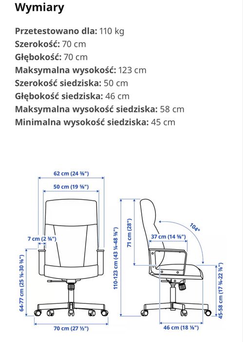 Fotel biurowy krzesło obrotowe MILLBERGET Ikea beżowe