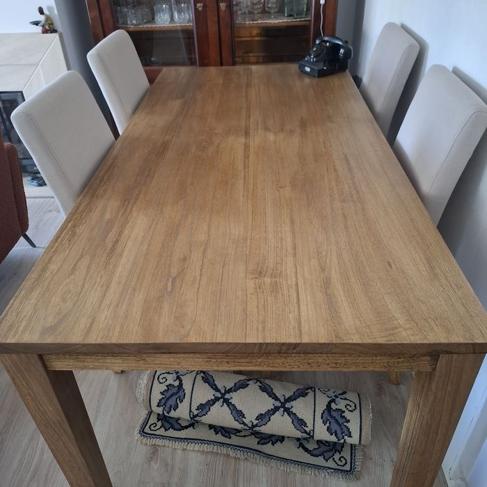 Mesa de sala jantar em madeira maciça exotica mindi