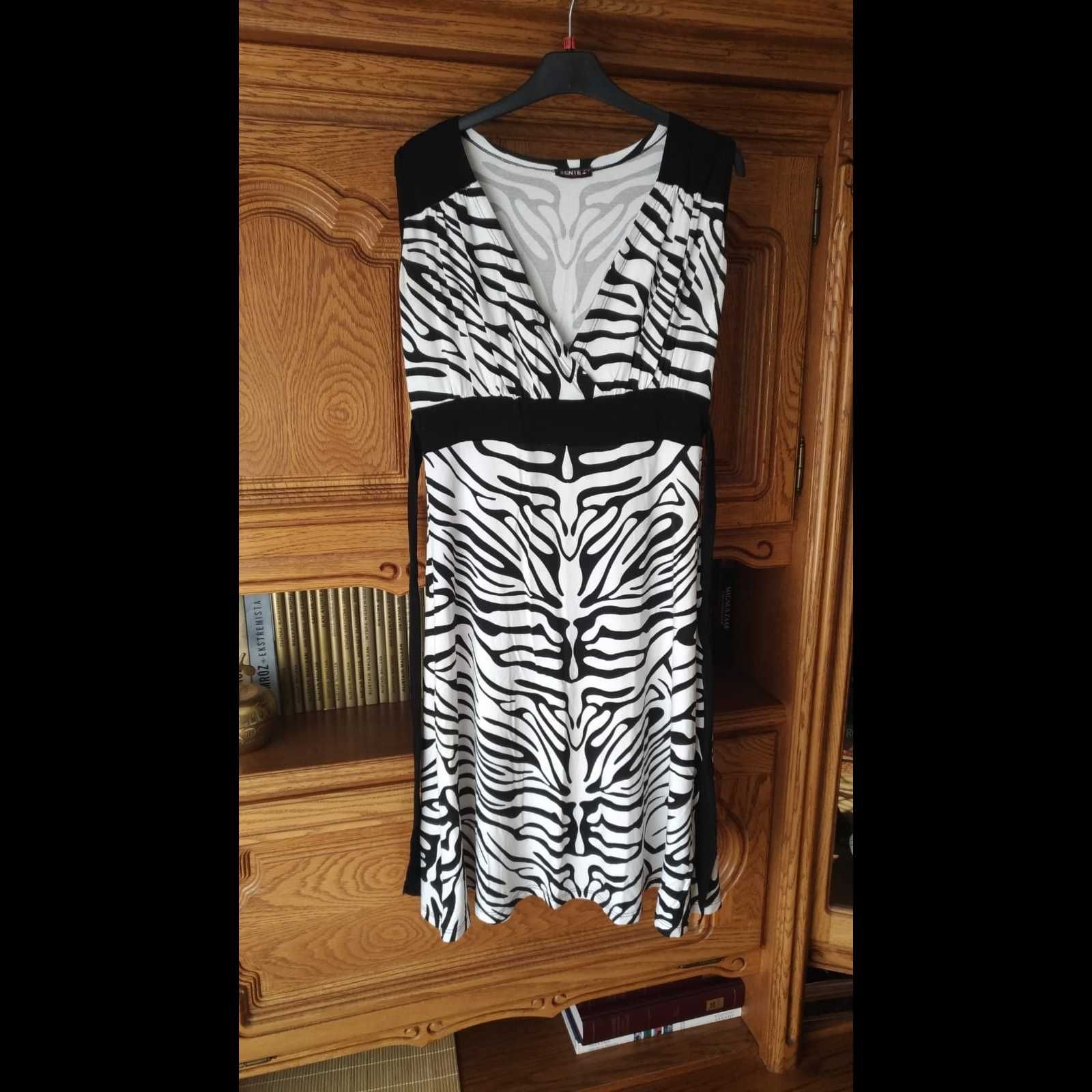 Sukienka czarno-biala zebra 40 42