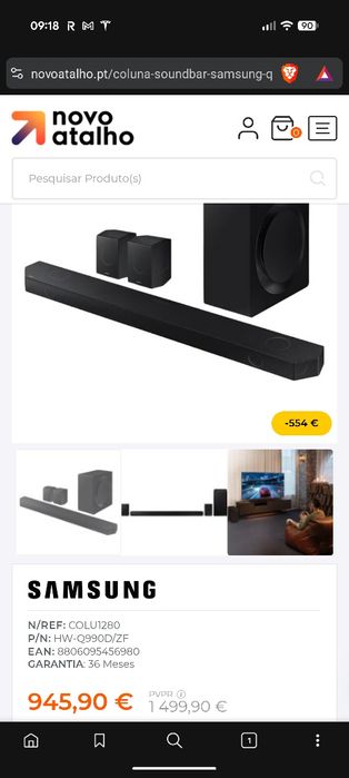Coluna SoundBar Samsung Q990D 11.1.4Ch - Selada c/garantia