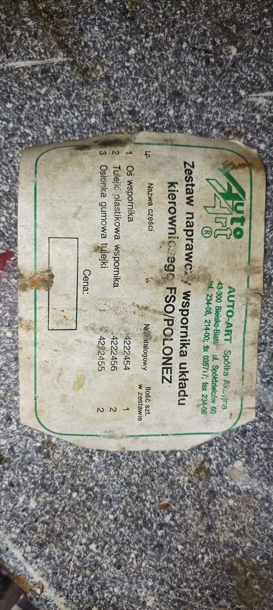 Zestaw naprawczy wspornika układu kierowniczego FSO POLONEZ