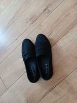Mokasyny/Loafersy zamszowe czarne damskie 36