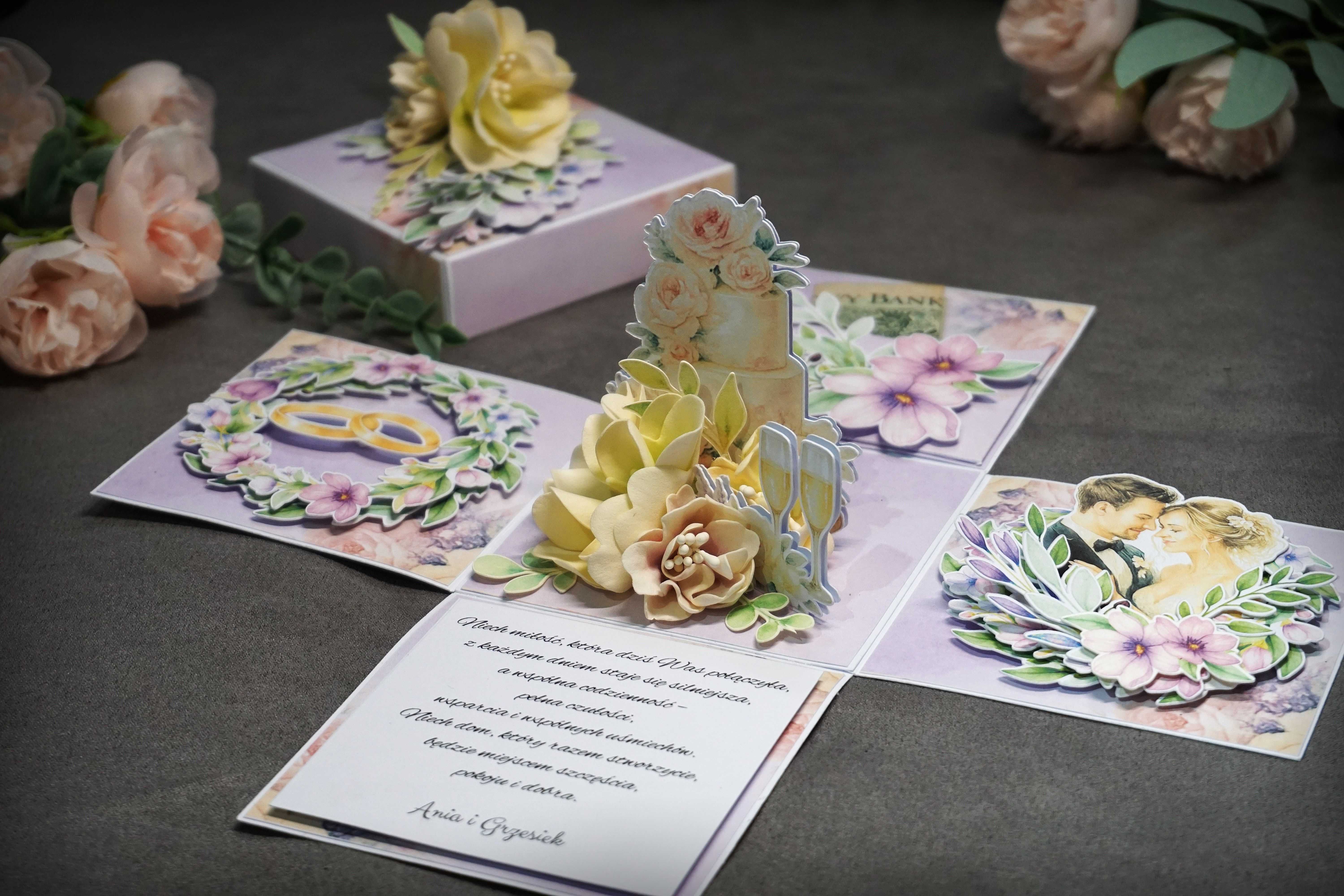 Exploding box na ślub, Tort 3D, Personalizacja, prezent ślubny