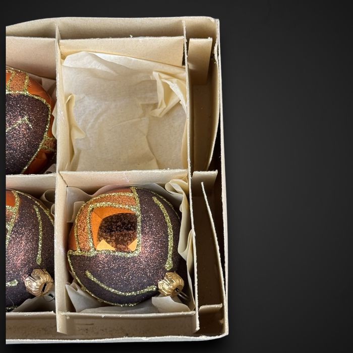 Ozdoby choinkowe bombki brokatowe PRL kolorowe B41/101606