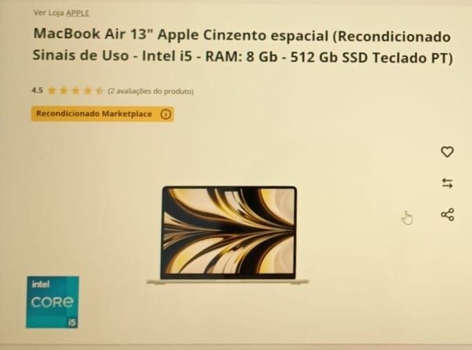 MacBook Air 13" (2020) – Cinzento Espacial – Bom estado