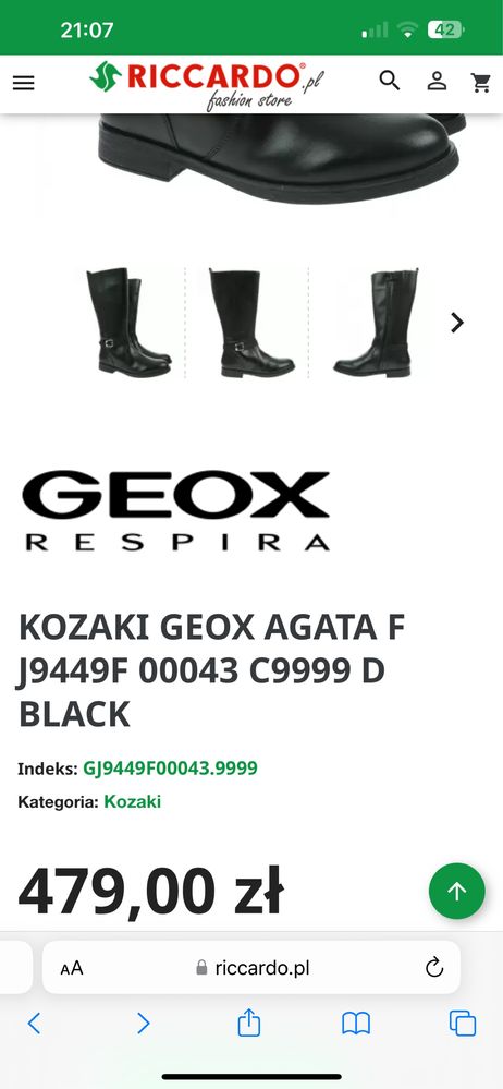 Kozaki Geox Agata Black nowe rozmiar 41