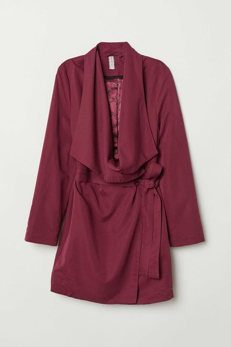 Nowa marynarka H&M 44 XXL kurtka duży kołnierz śliwkowa burgundowa
