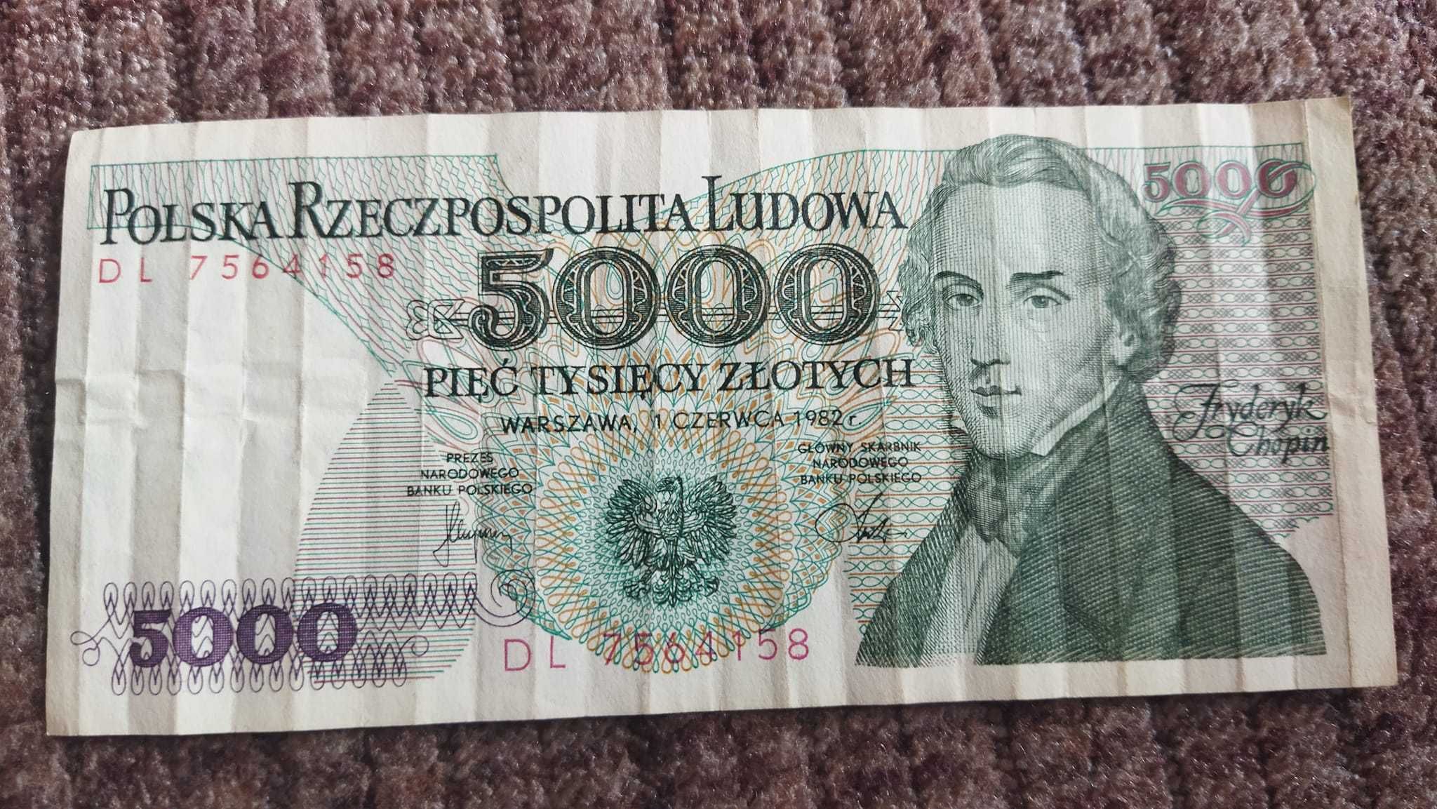 Banknot PRL 5000 zł seria DL 1982 Fryderyk Chopin