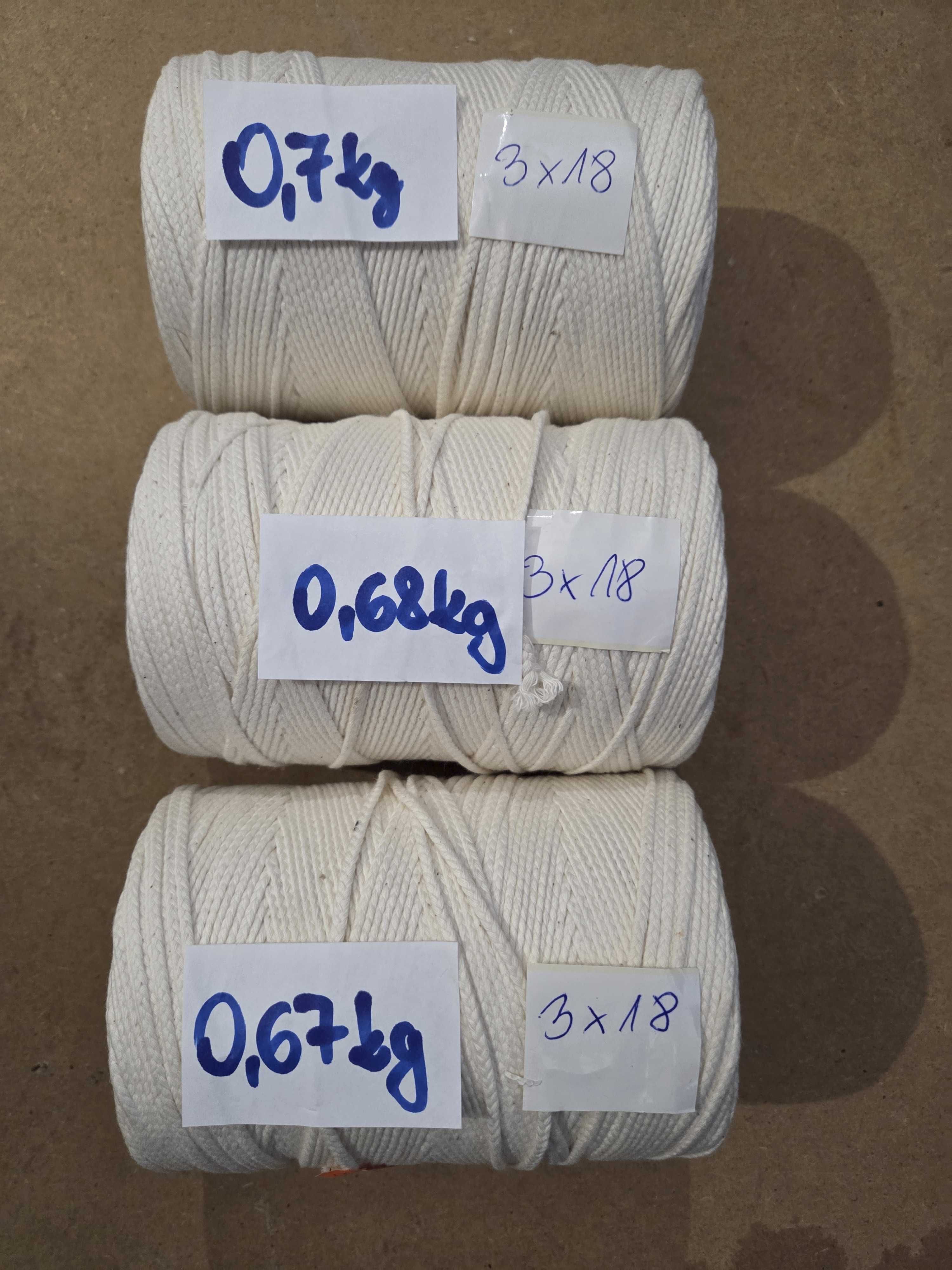 Knot bawełniany do wyrobu świec, typ 3x18, na wagę