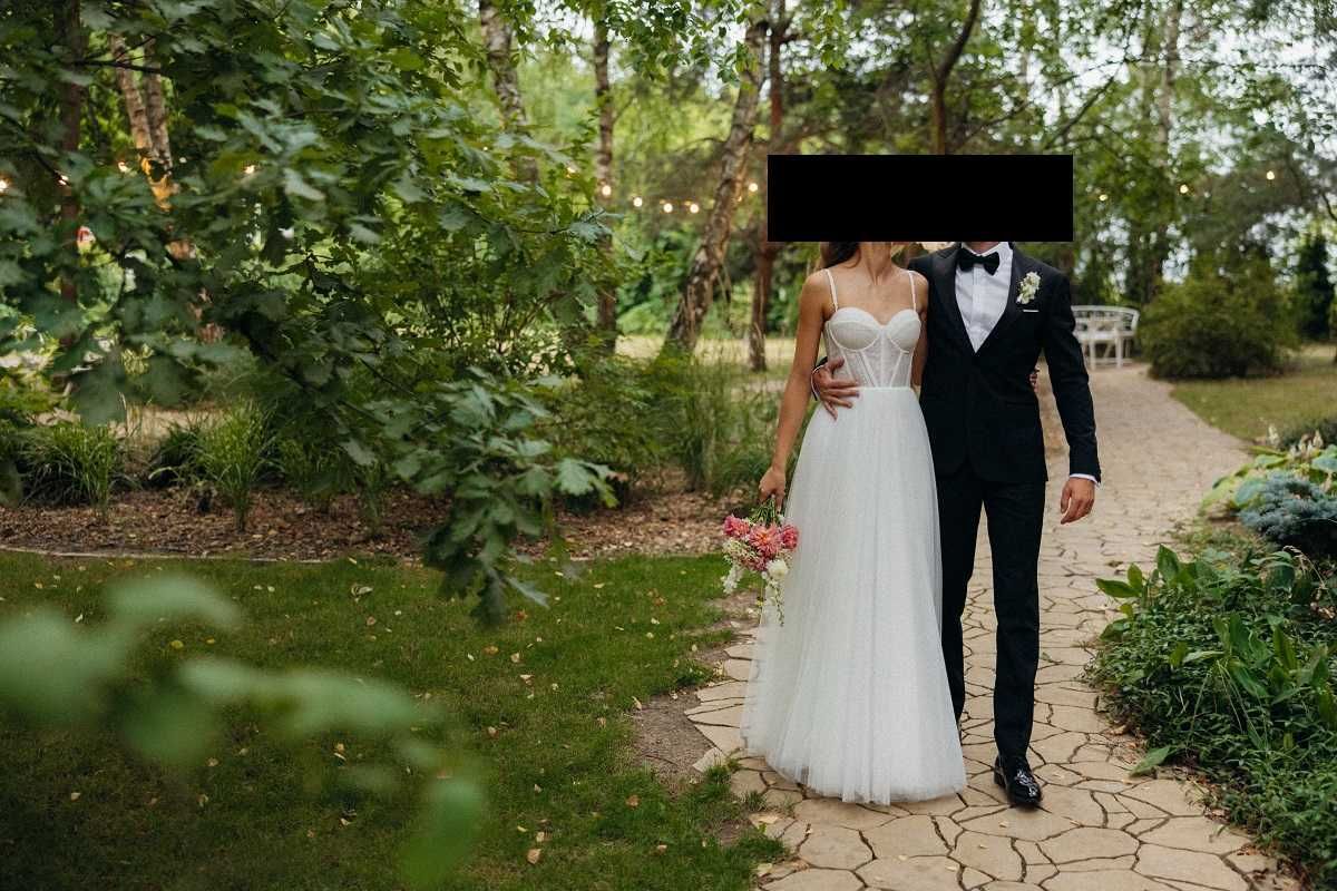 Garnitur smokingowy - ŚLUBNY - Albione - 171 cm + koszula i dodatki
