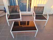 Conjunto de 2 cadeiras e mesa para exterior / interior