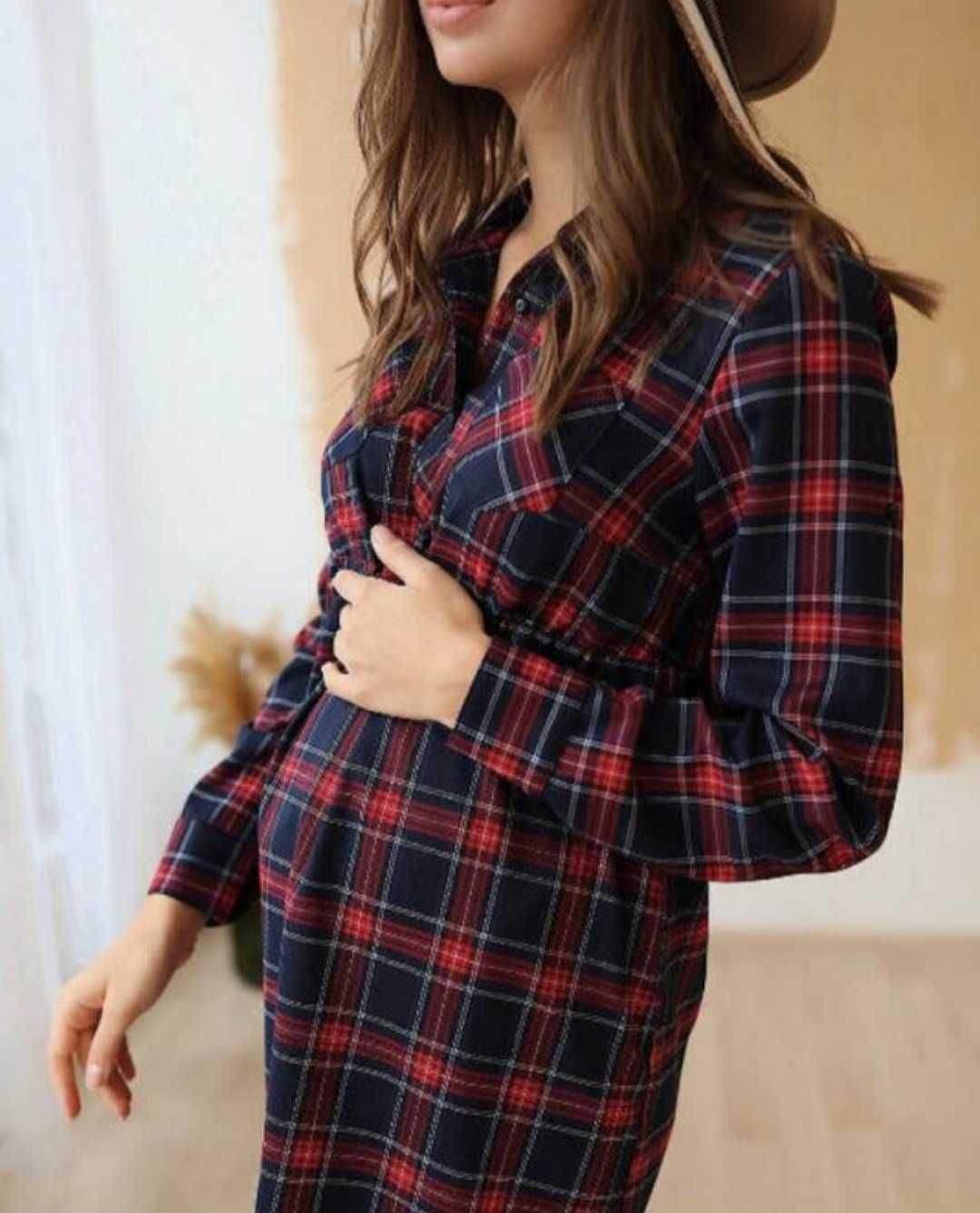 Базова сукня-сорочка в клітинку для вагітних майбутніх мам. tobe