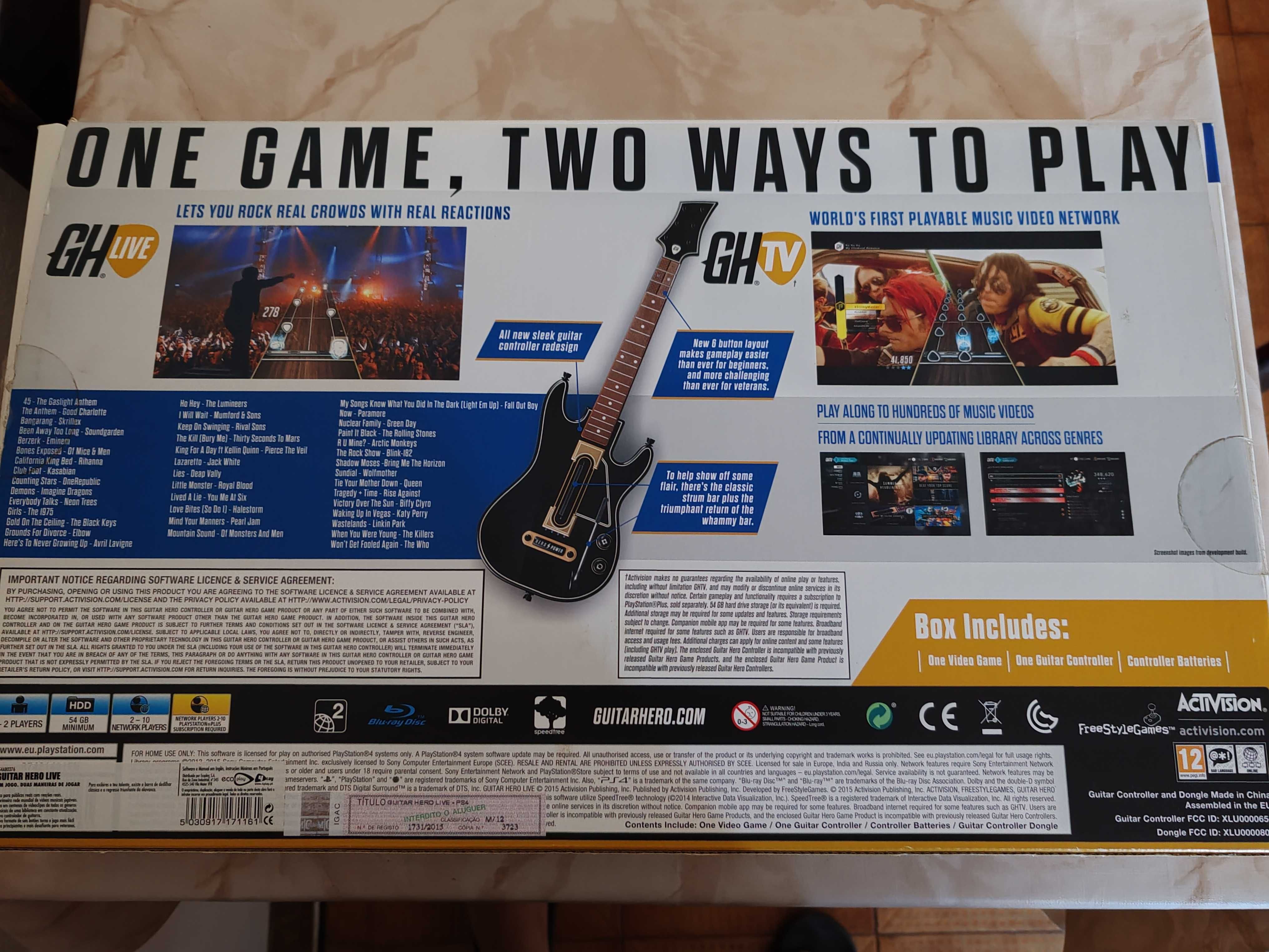 Guitar Hero Live PS4 – Completo (Guitarra + Dongle) – Como Novo