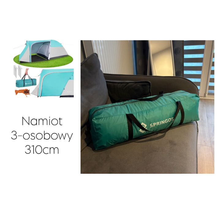 Namiot 3-Osobowy Springos Duży 310cm Turystyczny Biwak Kempingowy
