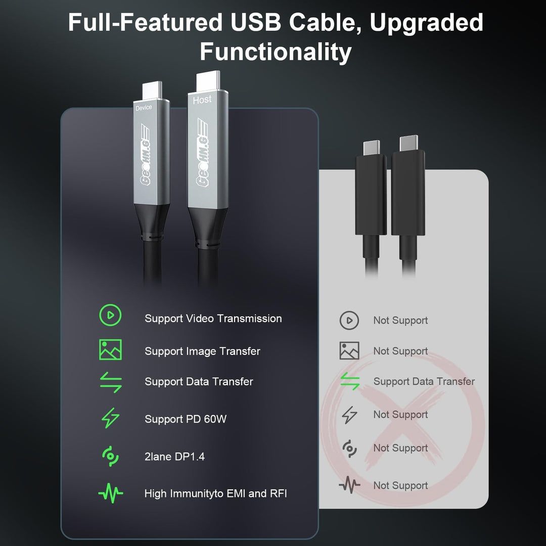Cabo de fibra óptica USB-C para USB-C completo 10M, cabo de vídeo USB