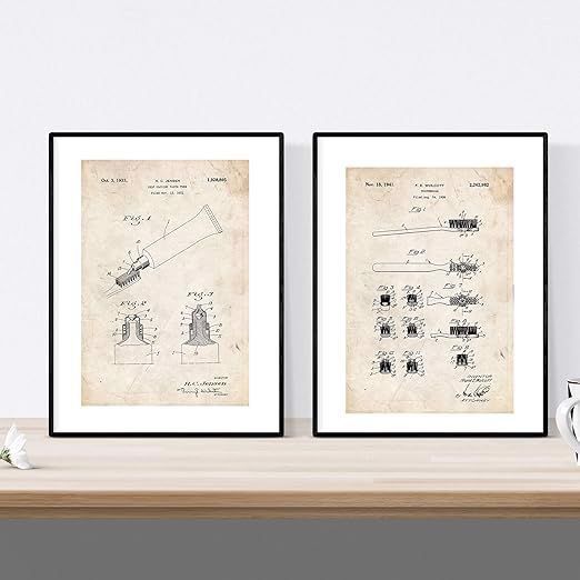 Plakat ilustracja szczoteczki do zębów Vintage 2sz
