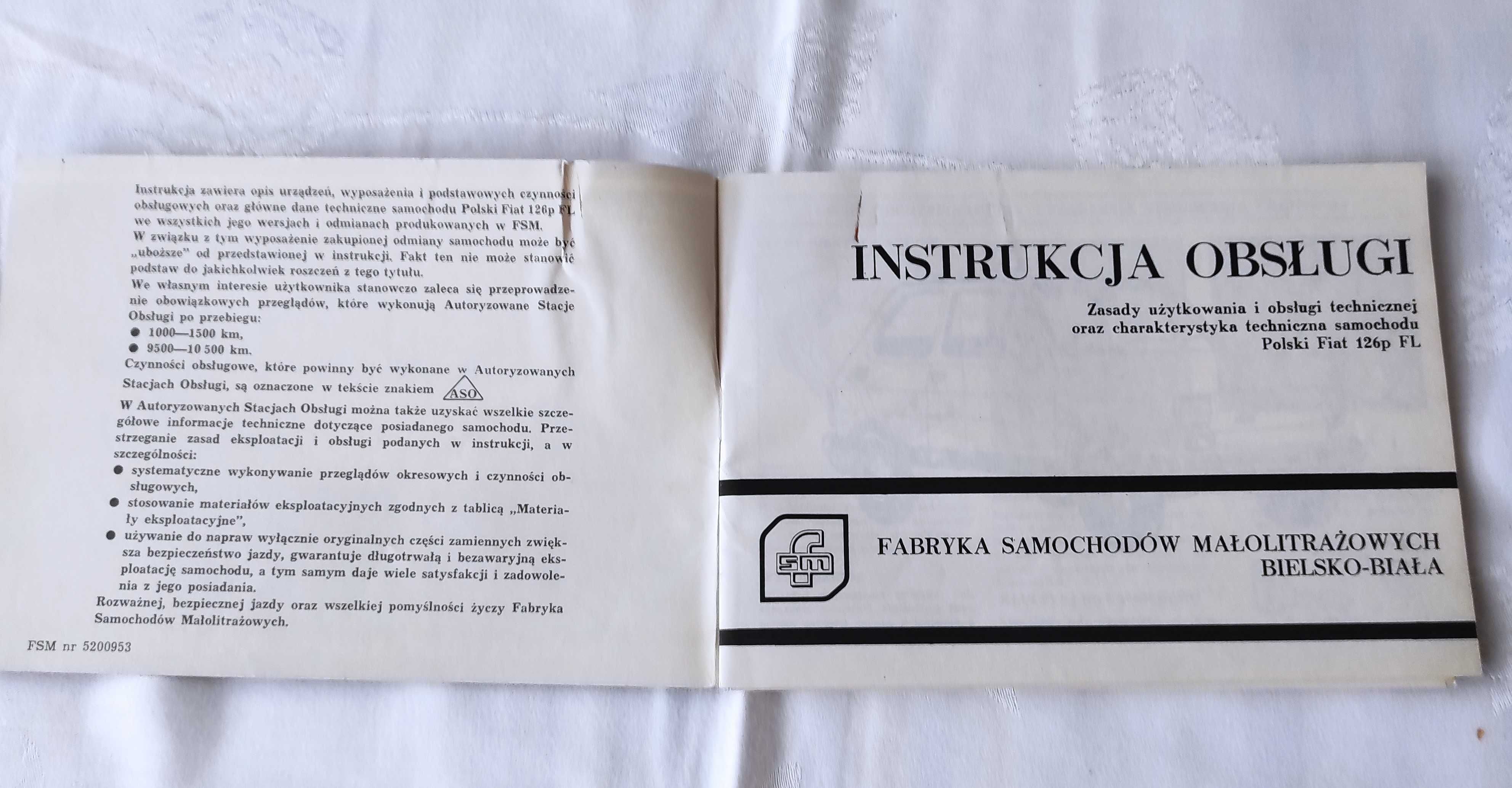 Instrukcja Obsługi Polski Fiat 126P FL + inne dokumenty zakupu